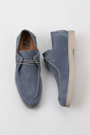 Bueno Shoes Gri Mavi Süet Erkek Loafer 10m00673