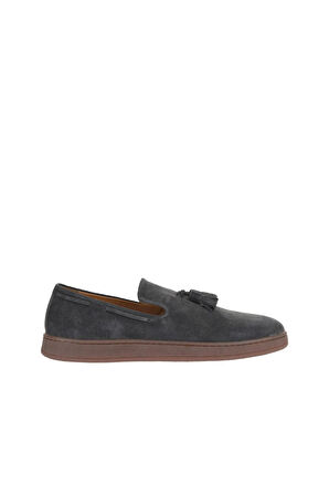 Bueno Shoes Gri Koyu Süet Erkek Loafer 10m50029