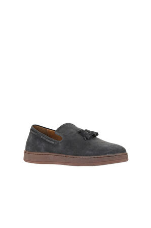 Bueno Shoes Gri Koyu Süet Erkek Loafer 10m50029
