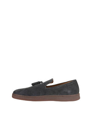 Bueno Shoes Gri Koyu Süet Erkek Loafer 10m50029