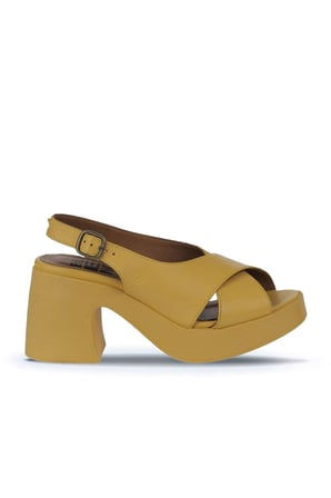 Bueno Shoes Sarı Deri Kadın Dolgu Topuklu Ayakkabı 01wy12202