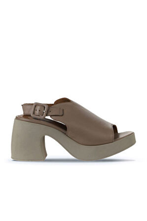Bueno Shoes Gri Deri Kadın Topuklu Sandalet 01wy12208