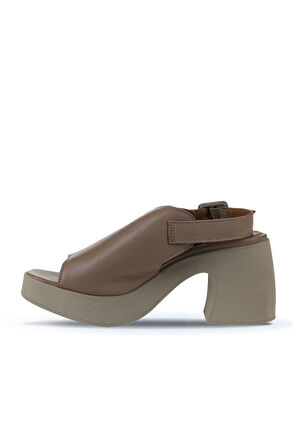Bueno Shoes Gri Deri Kadın Topuklu Sandalet 01wy12208
