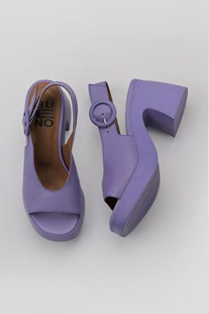 Bueno Shoes Lila Deri Kadın Topuklu Ayakkabı 01wy12209