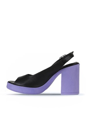 Bueno Shoes Siyah Lila Deri Kadın Topuklu Sandalet 01wy12300