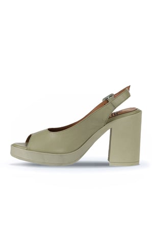 Bueno Shoes Haki Deri Kadın Topuklu Sandalet 01wy12300