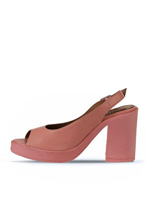 Bueno Shoes Pembe Deri Kadın Topuklu Sandalet 01wy12300