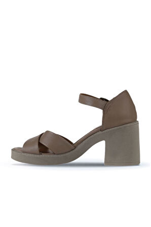 Bueno Shoes Gri Deri Kadın Topuklu Sandalet 01wy12501