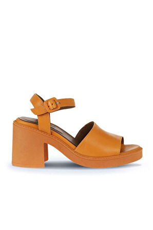 Bueno Shoes Turuncu Deri Kadın Topuklu Sandalet 01wy12502