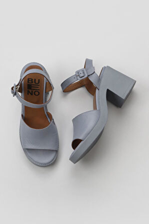 Bueno Shoes Mavi Deri Kadın Topuklu Sandalet 01wy12502