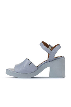 Bueno Shoes Mavi Deri Kadın Topuklu Sandalet 01wy12502