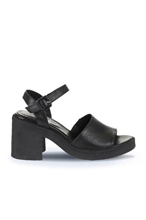 Bueno Shoes Siyah Deri Kadın Topuklu Sandalet 01wy12502
