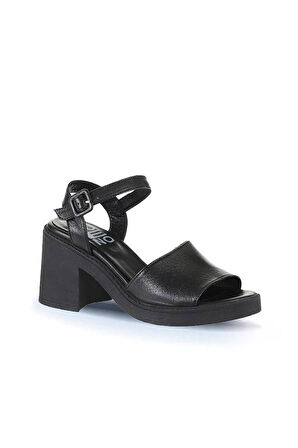 Bueno Shoes Siyah Deri Kadın Topuklu Sandalet 01wy12502