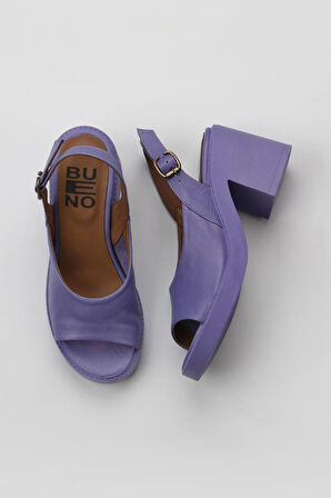 Bueno Shoes Lila Deri Kadın Topuklu Sandalet 01wy12503