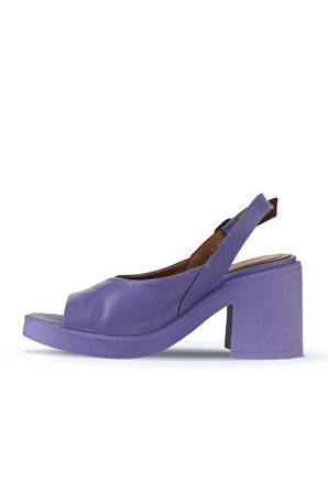 Bueno Shoes Lila Deri Kadın Topuklu Sandalet 01wy12503