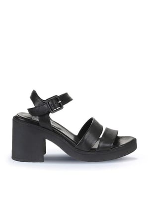 Bueno Shoes Siyah Deri Kadın Topuklu Sandalet 01wy12506