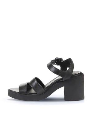 Bueno Shoes Siyah Deri Kadın Topuklu Sandalet 01wy12506