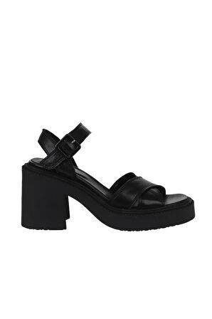 Bueno Shoes Siyah Deri Kadın Topuklu Sandalet 01wy12704
