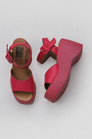 Bueno Shoes Fuşya Deri Kadın Dolgu Topuklu Ayakkabı 01wy9009