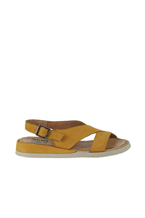 Bueno Shoes Sarı Nubuk Kadın Düz Sandalet 01wy5102