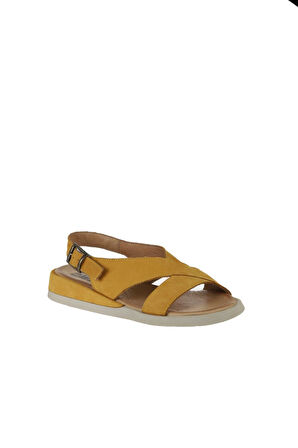 Bueno Shoes Sarı Nubuk Kadın Düz Sandalet 01wy5102