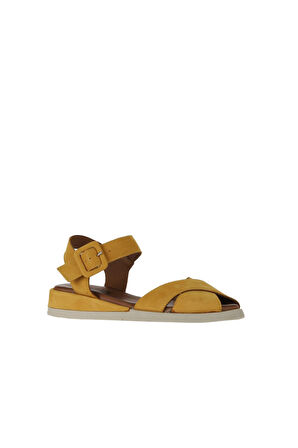 Bueno Shoes Sarı Nubuk Kadın Düz Sandalet 01wy5104