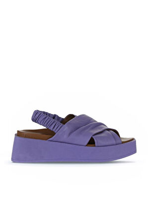 Bueno Shoes Lila Deri Kadın Dolgu Topuklu Sandalet 01wy5901