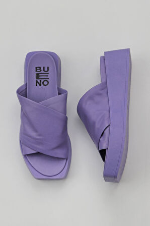 Bueno Shoes Lila Deri Kadın Dolgu Topuklu Terlik 01wy5906