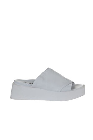 Bueno Shoes Beyaz Deri Kadın Dolgu Topuklu Terlik 01wy5906