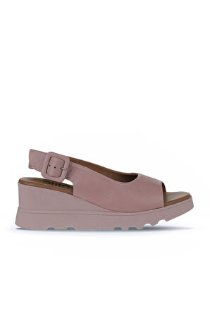 Bueno Shoes Gül Kurusu Deri Kadın Dolgu Topuklu Sandalet 01wy8600