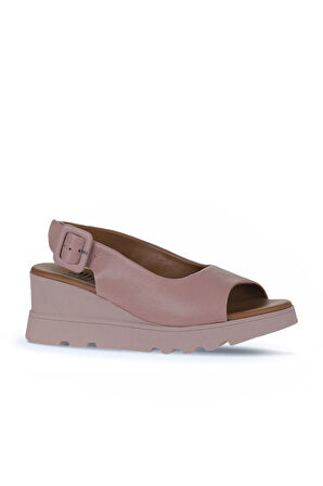 Bueno Shoes Gül Kurusu Deri Kadın Dolgu Topuklu Sandalet 01wy8600