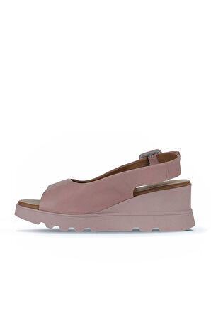 Bueno Shoes Gül Kurusu Deri Kadın Dolgu Topuklu Sandalet 01wy8600