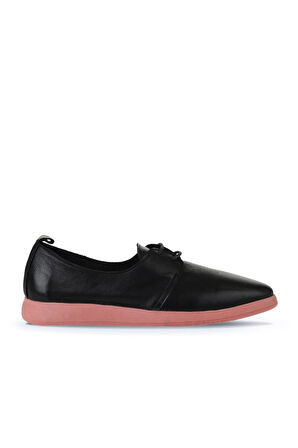 Bueno Shoes Siyah Pembe Deri Kadın Düz Ayakkabı 01wy1509