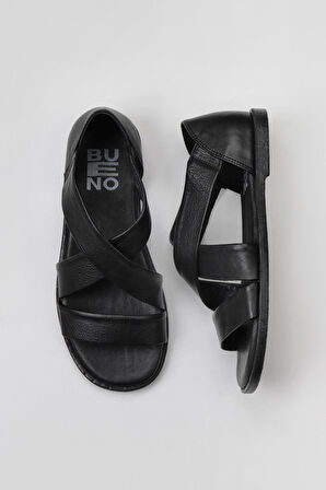Bueno Shoes Siyah Deri Kadın Sandalet 01wy2002