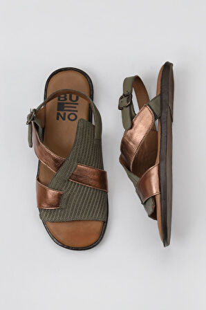 Bueno Shoes Haki Taba Deri Kadın Sandalet 01wy2012