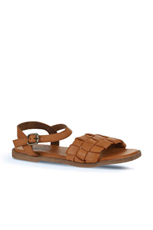 Bueno Shoes Taba Deri Kadın Düz Sandalet 01wy2024