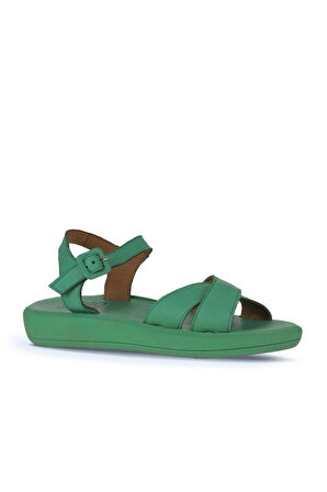 Bueno Shoes Yeşil Koyu Deri Kadın Düz Sandalet 01wy2301