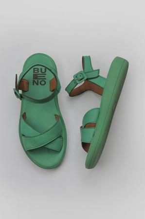 Bueno Shoes Yeşil Koyu Deri Kadın Düz Sandalet 01wy2301