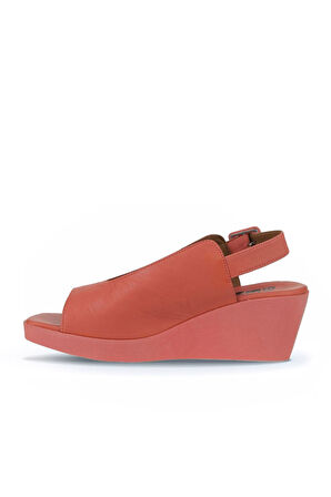 Bueno Shoes Mercan Deri Kadın Dolgu Topuklu Sandalet 01wy2405