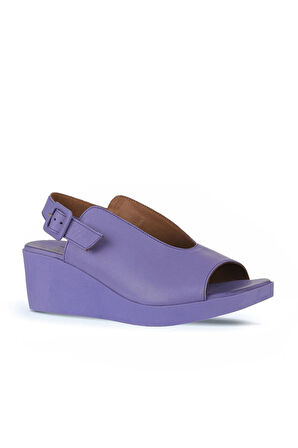 Bueno Shoes Lila Deri Kadın Dolgu Topuklu Sandalet 01wy2405