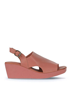 Bueno Shoes Pembe Deri Kadın Dolgu Topuklu Sandalet 01wy2407