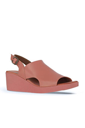Bueno Shoes Pembe Deri Kadın Dolgu Topuklu Sandalet 01wy2407