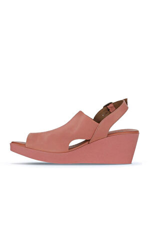 Bueno Shoes Pembe Deri Kadın Dolgu Topuklu Sandalet 01wy2407