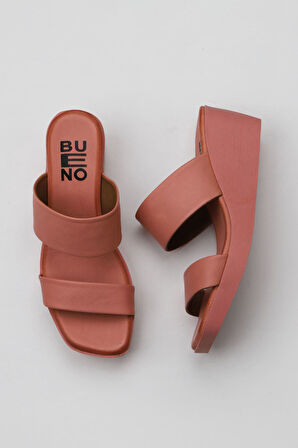 Bueno Shoes Pembe Deri Kadın Dolgu Topuklu Terlik 01wy2409