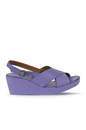 Bueno Shoes Lila Deri Kadın Dolgu Topuklu Sandalet 01wy2411