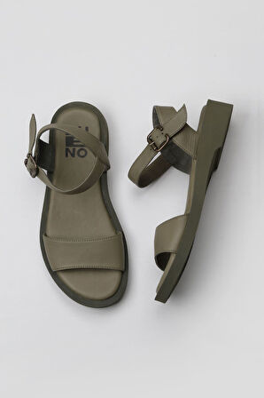 Bueno Shoes Haki Deri Kadın Sandalet 01wy2900