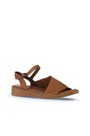 Bueno Shoes Taba Koyu Deri Kadın Düz Sandalet 01wy2901