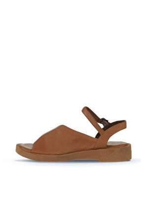 Bueno Shoes Taba Koyu Deri Kadın Düz Sandalet 01wy2901