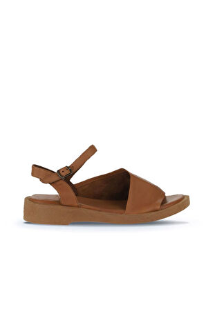 Bueno Shoes Taba Koyu Deri Kadın Düz Sandalet 01wy2901