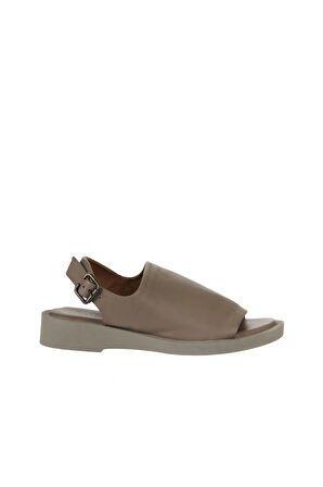 Bueno Shoes Gri Deri Kadın Düz Sandalet 01wy2917